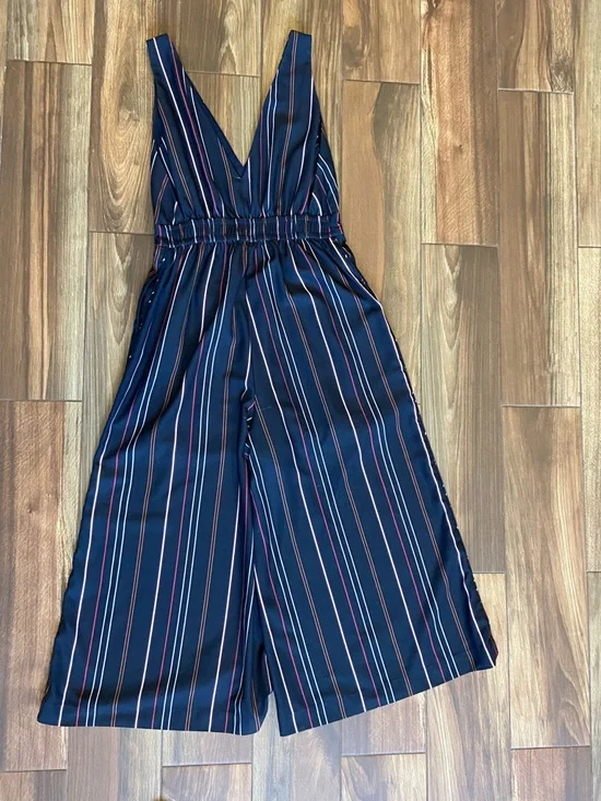 Frank + Oak Navy Striped V-Neck Wide-Leg Jumpsuit - Picture 9 of 10